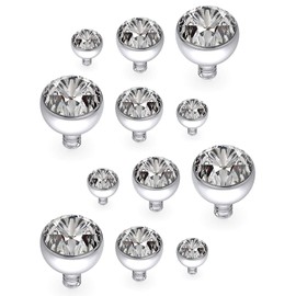 Dyknasz 12PCS 14G Grade 23 Titanium Dermal Anchor Tops Internally Threaded Clear Gem for Women Men