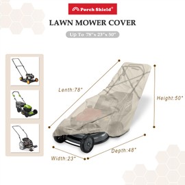 Porch Shield Lawn Mower Cover, Lawnmower Storage, Water Resistant, Universal Fitting, Full Protection Up to 22 Inches Wide (Light Tan)