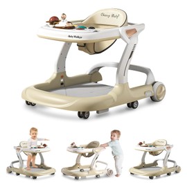 Music and Lights Baby Walker with Wheels,9 Adjustable Heights Infant Toddler Walker,Baby Walkers with Foot Pads,Anti-Fall Baby Walker and Activity Center for Boys Girls Babies 6-18 Months