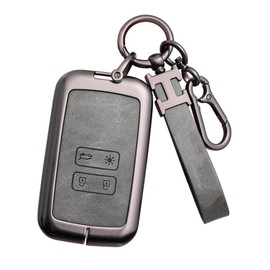 RXXR Grey Car Key Cover for Renault Clio Megane Koleos Kadjar Kangoo Twingo Talisman Captur Espace Dacia Duster 4 buttons Key Fob Cover Zinc Alloy Car Key Protective Case