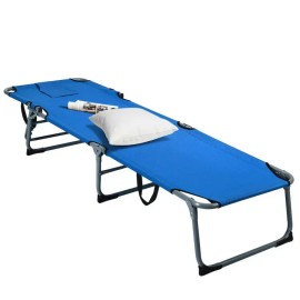 Adjustable Outdoor Patio Beach Folding Chaise Lounge Chair Bed Portable Cot for Comfortable RelaxationColor: Blue Color