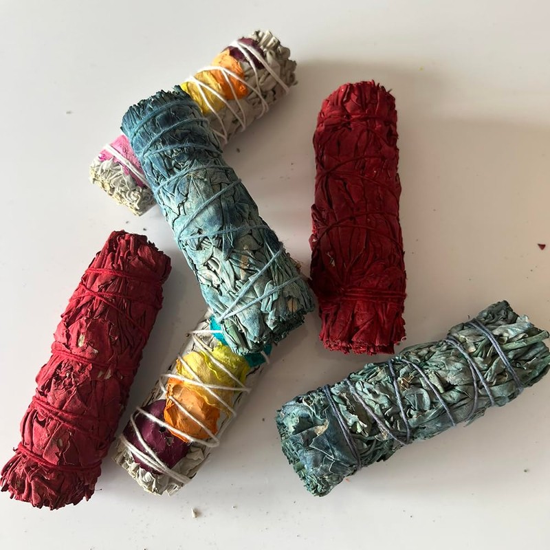 2x Chakra Petals White Sage 4" Smudge Sticks, 2x Dragon's