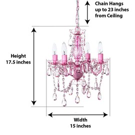 gypsy color The Original Brink House 4 Light Pink Hardwire Flush Mount Chandelier H17.5”xW15”, Pink Metal Frame, Glass Stem and Acrylic Crystals