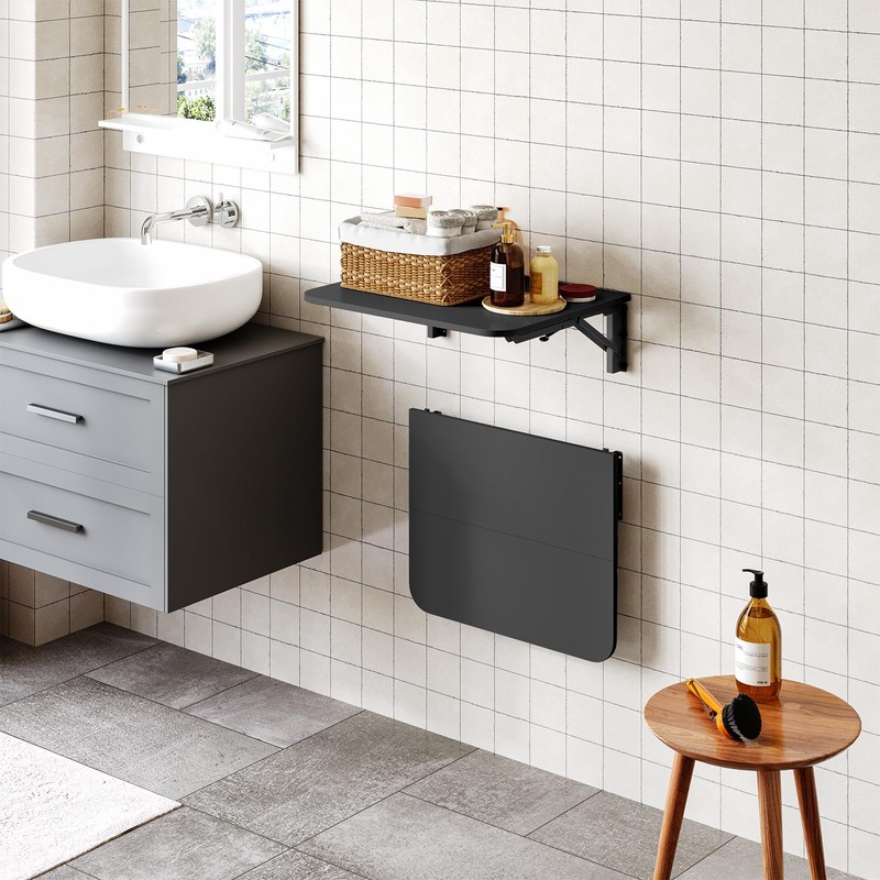 HOOBRO Folding Table, Wall Mounted Floating Desk with Iron Bracket,