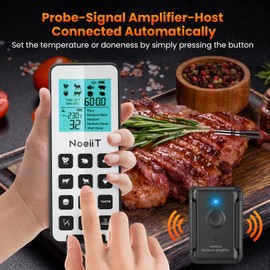 Wireless Meat Thermometer, 300FT Wireless Meat Thermometer Digital with Alarm Function for The Oven, Grill, Kitchen, BBQ, Smoker, Rotisserie