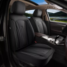 JXAUTO Car Seat Covers Full Set Waterproof PU Leather Fit for GMC Yukon 2007-2025 Black