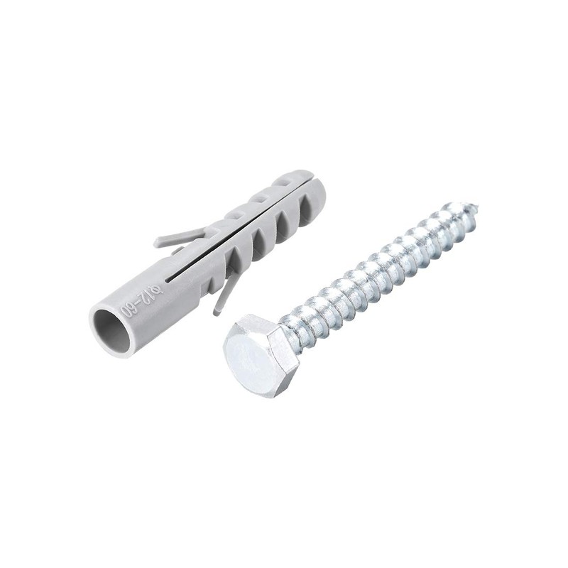 uxcell 12x60mm Plastic Expansion Tube for Drywall with Hex Screws