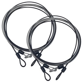 Runseaway 2Pcs 4.92FT 2.5mm Braided Steel Security Cable Lock, Heavy Duty Safety Wire Rope Double Loop for Luggage Travel Outdoor Bike Equipment Protection(Black+Silver)