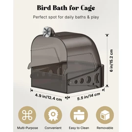 Pawfly Bird Bath for Cage, Parakeet Bath, Parakeet Bird Bath, Bird Cage Bath for Feeding & Resting, Acrylic Bathtub Box for Parrot, Cockatiel, Budgie, Canary Lovebird & Finch