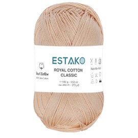 Estako Royal Cotton Classic, 100% hilo de algodón Giza, suave, súper fino 1 para ganchillo y tejer 3.5 onzas (100 g) / 273 años (250 m) (4053)