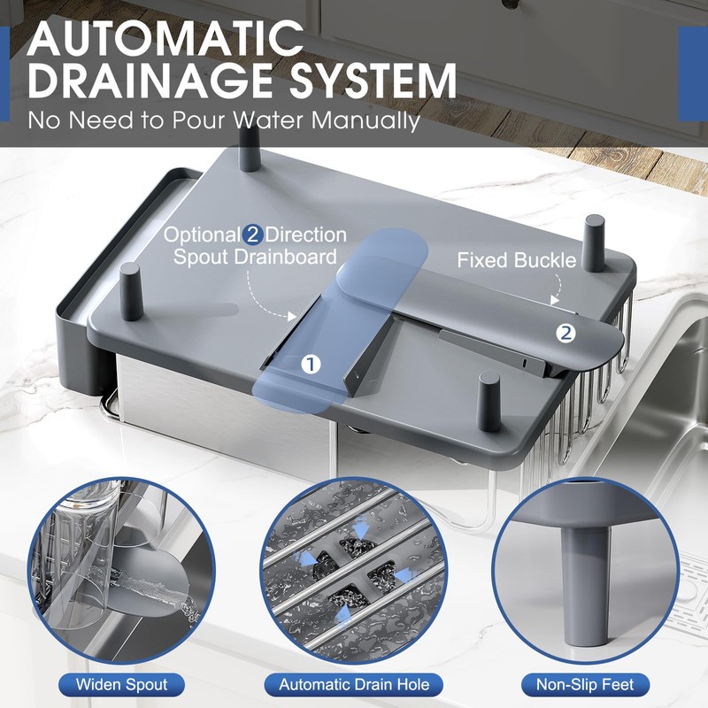 Urackify Stainless Steel Dish Drying Rack - Large Capcity 304