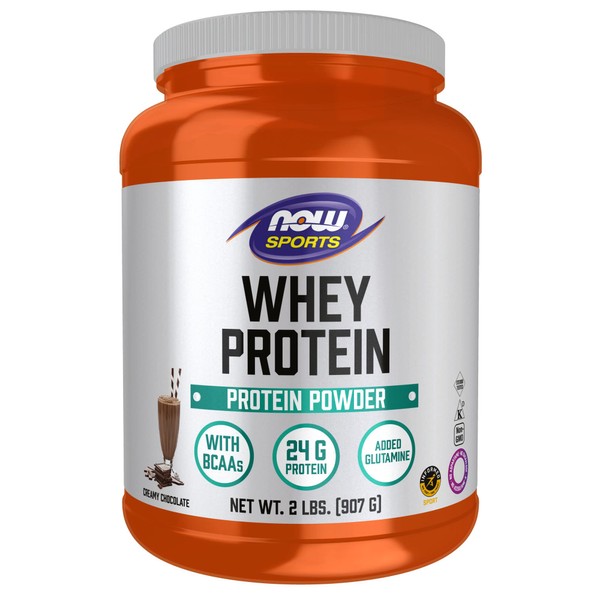 NOW Sports Nutrition, Whey Protein, 24 G With BCAAs, Creamy Chocolate Powder, 2-Pound
