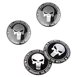 RHQFDM 4 Pieces Skull Hub Caps Sticker Punisher Skull Wheel Trim Sticker Car Hub Centre Cover Decorative Sticker Compatible with 56 mm Wheel Hub Caps (Silver)