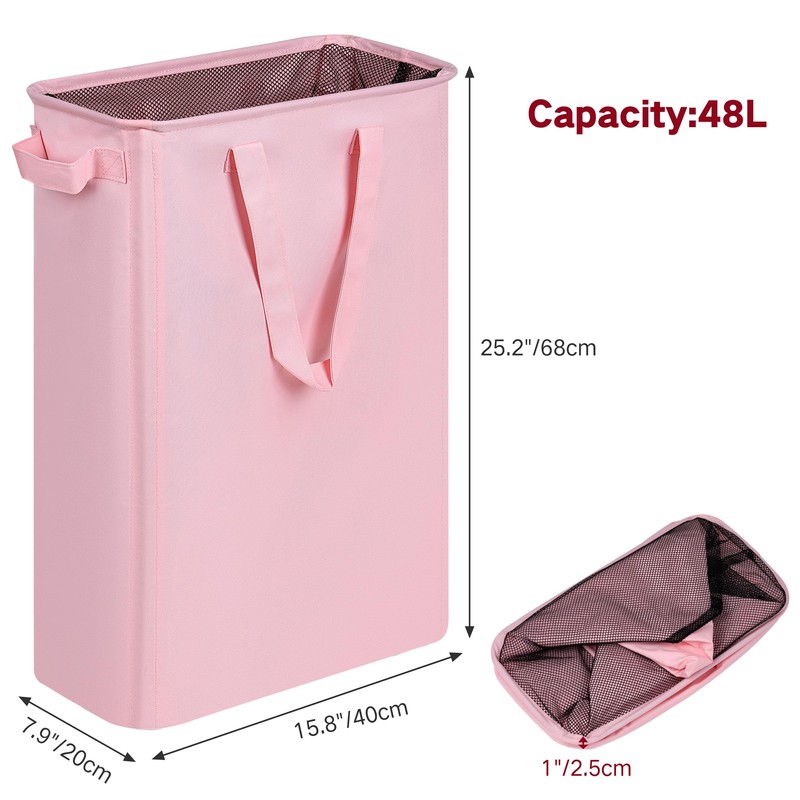 efluky Slim Laundry Basket, Narrow Laundry Hamper with Handles, Collapsible