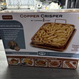 COPPER CRISPER FRYER BASKET & PAN BY COPPER CHEF 13" X 10" PAN 12" X 9" BASKET ^
