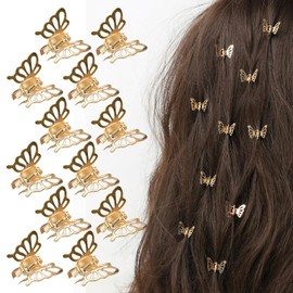 Ylapagne 20 Pcs Hair Clips for Women Small Metals Hollow Butterfly Strong Hold Jaw Clips Mini Claw Clips Gold Colors Hair Accessories