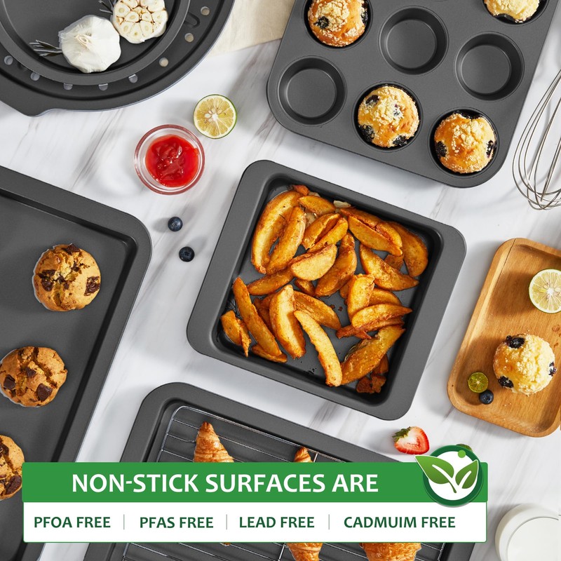 HONGBAKE Bakeware Sets, Baking Pans Set, Nonstick Oven Pan for