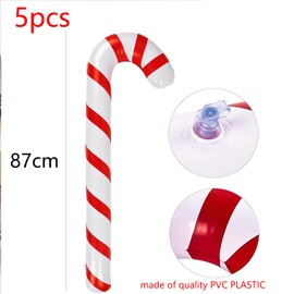 HERZONE Pack of 5 Inflatable Christmas Decoration Candy Canes 87 cm Large Decoration Christmas Outdoor Front Door Candy Canes Christmas Tree Decoration (Red)