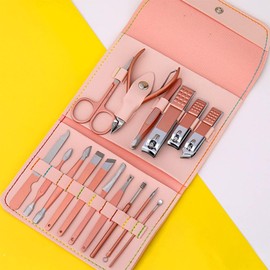 Manicura Set, 16 en 1 Manicura y Pedicura de Acero Inoxidable, Tijeras para Uñas,Lima de Uñas,Gancho para Orejas,Pinzas, Kit de Uñas Profesional Herramientas para Manicura y Pedicura Piel Limpia