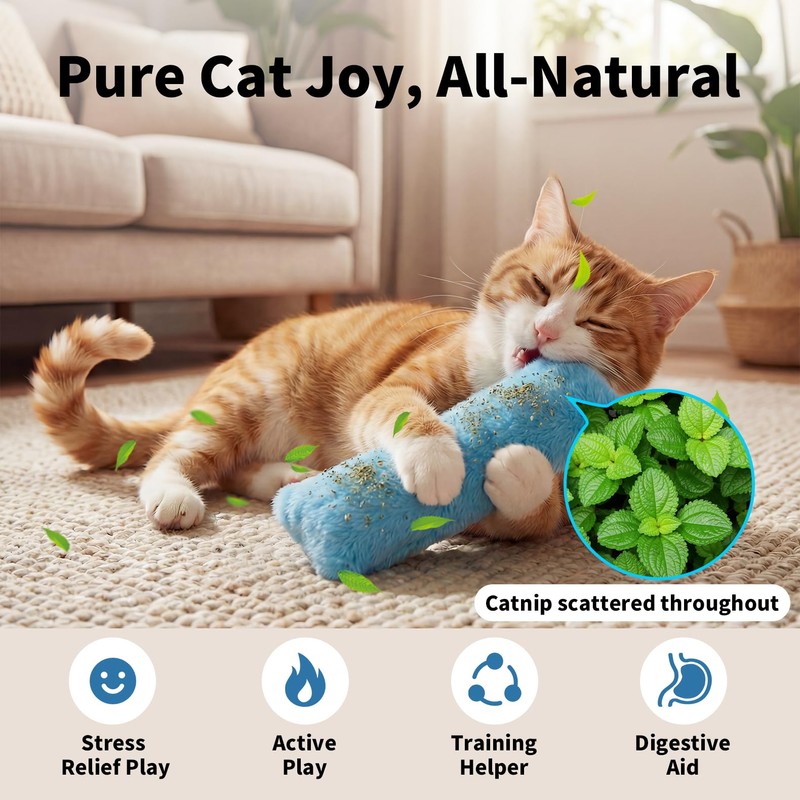 HoneyGuaridan Cat Toys Pillows, 4 Pack, Soft and Durable Crinkle