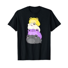 Nonbinary Flag Colour Frogs Subtle Enby Pride Cute Aesthetic T-Shirt