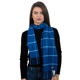 Sella Products 100% Cashmere Scarf | Made in Scotland | Cashmere Scarf Women | Mens Cashmere Scarf | Cashmere Scarf… (Blue and White)