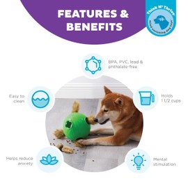 Outward Hound Nina Ottosson Dog Snuffle N' Treat Ball Interactive Treat Ball Dog Puzzle Dog Enrichment Dog Toy, Level 2 Intermediate, Green, Large