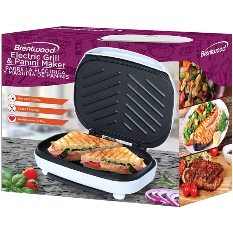 Brentwood Appliances TS-605 2-Slice Capacity Electric Contact Grill White