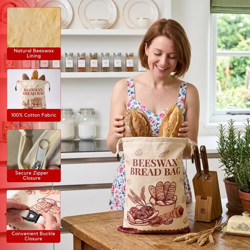 Bread Bags for Homemade Bread - 2 Pack XL Reusable