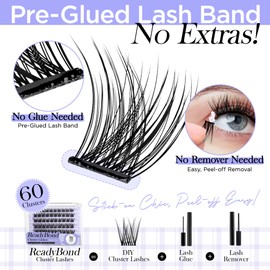 WINKGIGGLE Self Adhesive Eyelashes Kit, Pre Glued Lashes Cluster With Tweezer Press On Lashes No Glue No Remover Needed Cluster Lashes for Beginners