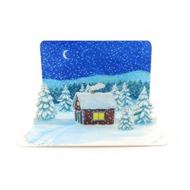 Pop-up Christmas Card: House in the Snow, Christmas Greeting Card for Children, Merry Christmas Card for Wife, Mum & Partner, Boss, Handmade Christmas Billet with Envelope