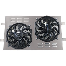 RADREPLA CU622 Aluminum Radiator Shroud with Electric Fan for 1988-1999 Chevy GMC C/K/R/V/P 1500 2500 3500 Suburban Blazer 5.0L 5.7L V8 Truck Pickup Silverado Cheyenne 2x12" Fans Thermostat Relay Kit