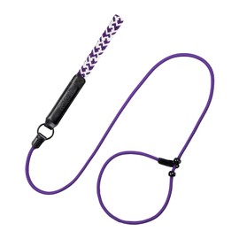 Raipult Slip Lead Dog Leash, 6FT Durable Slip Leads with Metal Stopper, Strong Nylon Braided Training Loop Leash with Comfortable Leather Handle for All Breeds,Purple