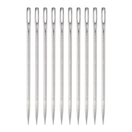 HARFINGTON 10pcs 4 Inch Upholstery Needles Large Eye Stitching Needles Stainless Steel Straight Hand Sewing Needles for Home Hand Sewing Leather Tapestry Embroidery Tufting Webbing Carpet