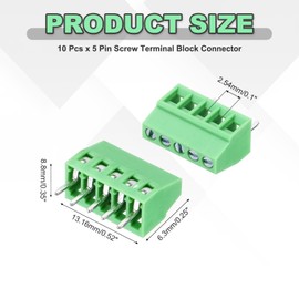 MECCANIXITY 10PCS 5-Pin PCB Mount Screw Terminal Block Connectors 2.54mm/0.1inch Pitch Circuit Board Connectors for Home Appliances, Industrial Projects