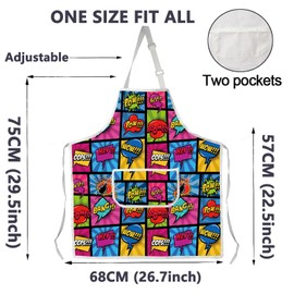 CMNIM Comic Apron Comic Book Cooking Apron for Men Women with Pockets Comic Book Lover Gifts Cartoon Comic Kitchen Home Apron (Comic Apron)