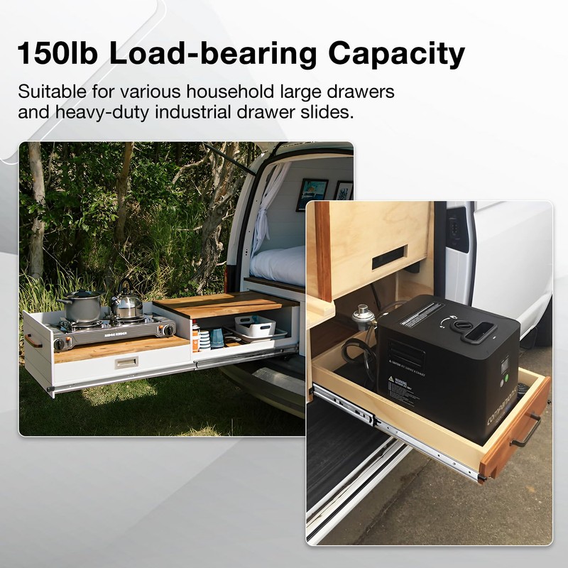 REGUDA Heavy Duty Locking Drawer Slides Full Extension Runners with