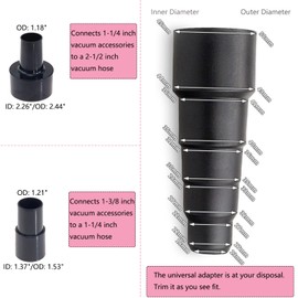 15 PCS Universal Vacuum Attachments Kit for Shop Vac Accessories - Includes Horse Hair Vacuum Brush, Floor Brush, Crevice Tool, and Hose Adapters for 2 1/2" to 1 1/4"