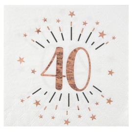 20 x Age Glitter Metal Napkins 40 Years Rose Gold