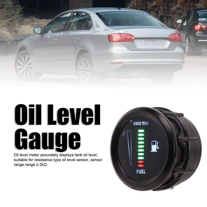 52mm Oil Fuel Level Gauge Meter Indicator LED Flashing Reminder