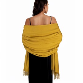 SWAT PANY Ladies Scarf Yellow Pashmina Shawls and Wraps Winter Scarfs for Women Wedding