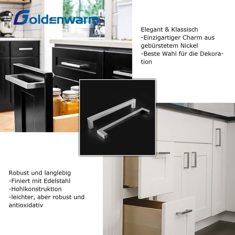 Goldenwarm Furniture Handle Bar Handle Brushed Stainless Steel Cupboard Handles