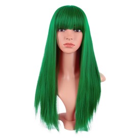 MapofBeauty 24 Inch/60 cm Long Straight Synthetic Hair Heat Resistant Party Cosplay Wig (Grass Green)
