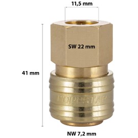 Poppstar 2x Quick Coupling Compressed Air NW 7.2 with 1/4 Inch Internal Thread for Compressed Air Connection