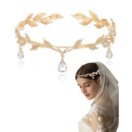 TPZORJX Leaf Wedding Tiara Crown, Elf Headpiece, Tiara Elf, Fairy Headpiece Women, Elf Crown Jewellery, Rhinestone Crystal Bridal Tiara, Princess Crystal Tiara Headwear for Women Girls, a