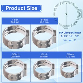 JWGJW 50Pcs 3/4" Pex Cinch Clamp Ring,304 Stainless Steel Cinch Crimp Ring,Crimp Hose Clamp,Pex Cinch Clamp Ring for Pex Tubing Pipe Fitting Connections