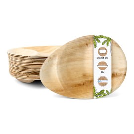 BIOZOYG Palmware Disposable Plates Teardrop Shape 26 x 19.5 cm I Dinner Plates Three Parts I Environmentally Friendly Disposable Tableware Palm Leaves I Sustainable Plates Compostable I Sturdy