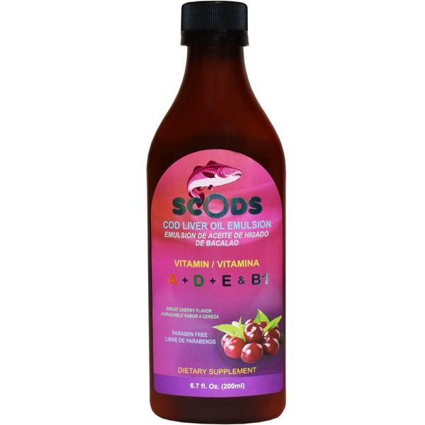 ELP ESSENTIAL Emulsion de Scods Cereza Cod Liver Oil Emulsion Cherry 200ml Vitamin A + D + E & B1