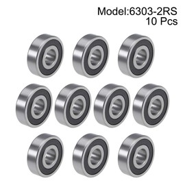 sourcing map sourcing map 6303-2RS Deep Groove Ball Bearings Z2 17mm x 47mm x 14mm Double Sealed Chrome Steel 10pcs