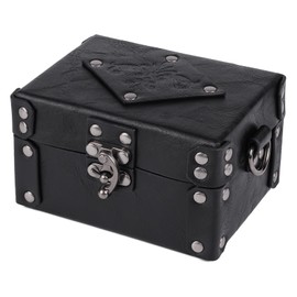 HiiFeuer Medieval Faux Leather Alchemy Box with 12 Cork Potion Vials, Fantasy Portable Crossbody Bag Jewelry Dnd Dice Holder (Black A)